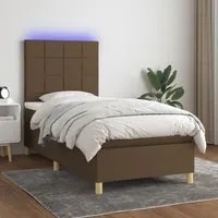 Letto a Molle Materasso e LED Marrone Scuro 90x190cm in Tessuto cod mxl 64963