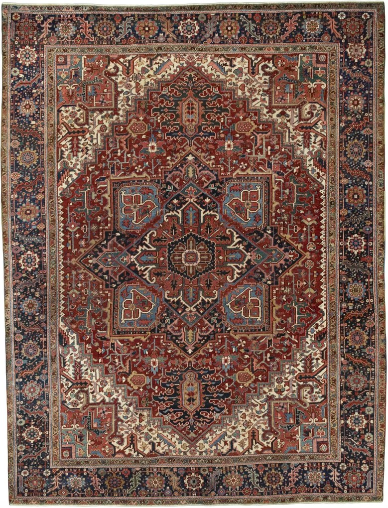 Heriz Tappeto persiano 310 x 410 Rosso (Iran) Annodato A Mano