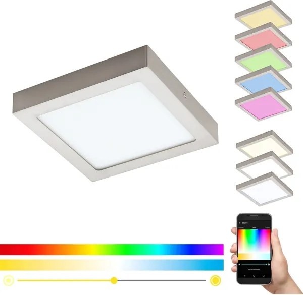 Eglo 33319 - Plafoniera LED RGBW dimmerabile FUEVA-C LED/15,6W/230V 22,5x22,5 cm