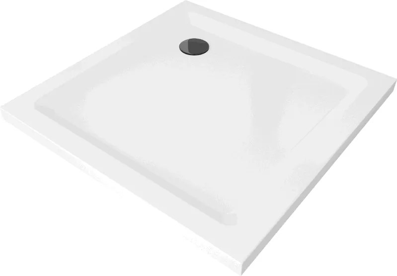 Mexen Flat piatto doccia quadrato slim 80 x 80 cm, bianco, sifone nero - 40108080B