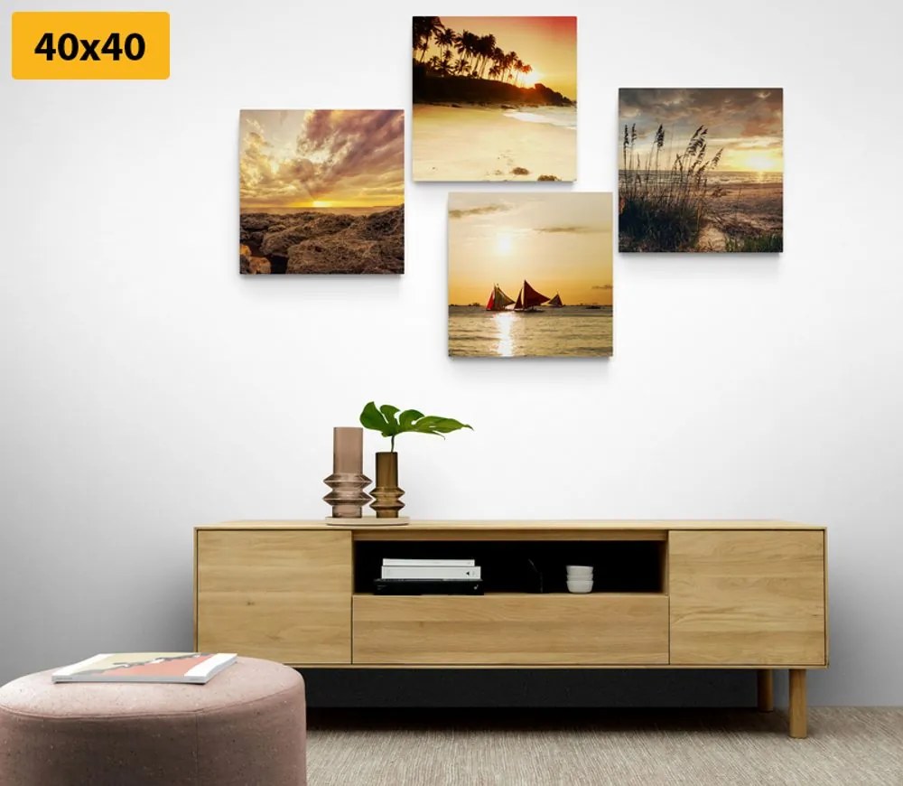 Set di quadri – Tramonto incantevole al mare