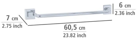 WENKO 22684100-Porta asciugamani VACUUM-LOC QUADRO ED 60,5x6 cm argento/cromo lucido