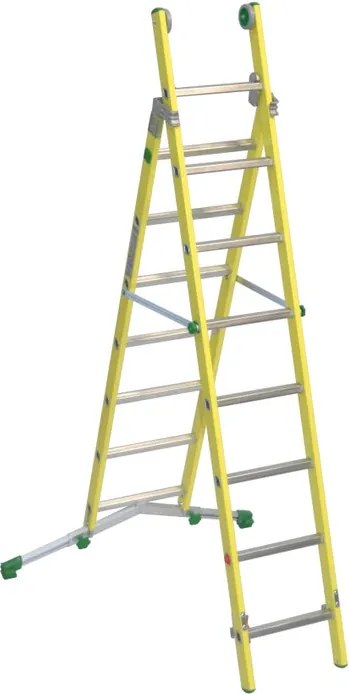 Scala a sfilo FACAL Vetroprima in fibra di vetro 2 rampe da 8 gradini portata massima 150 kg EN 131 per lavori fino a 5.1 m