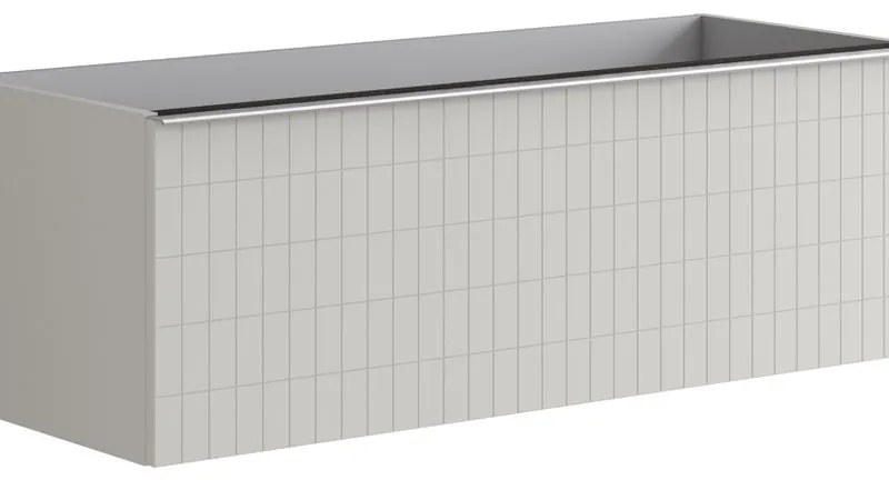 Mobile da bagno sotto lavabo Pixel grid frontale grigio pastello e maniglia alluminio brillante laccato opaco L 120 x H 40 x P 45.5 cm 1 cassetto, lavabo non incluso