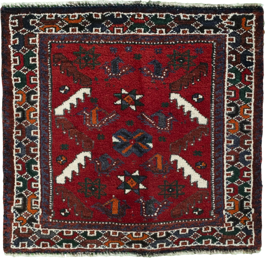 Shiraz Tappeto persiano 70x70 Rosso (Iran) Annodato A Mano
