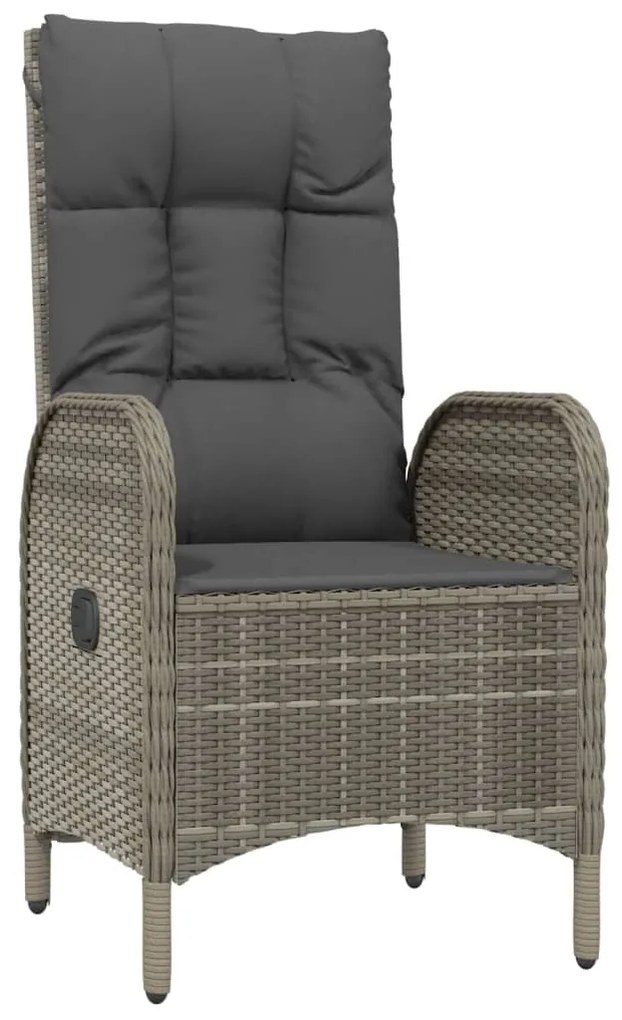 Set da pranzo giardino 9pz con cuscini nero e grigio polyrattan