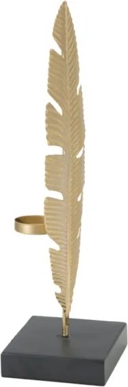 Scultura Foglia Con Porta Candela Glam Cm 10X10X34