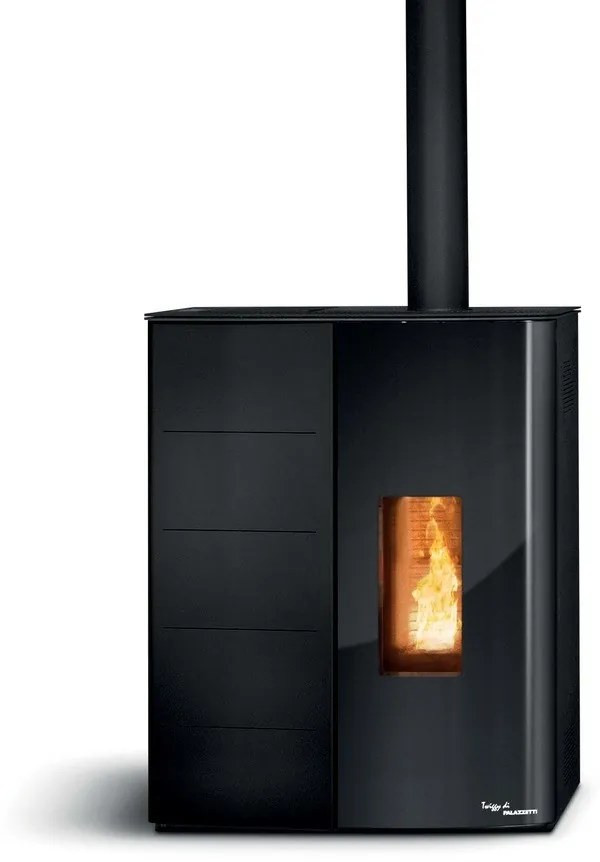 Palazzetti Twiggy 10 Stufa A Pellet Salvaspazio ad aria Ecofire Con Uscita Fumi Superiore in Acciaio Nero