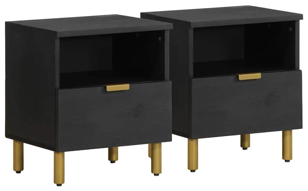 Comodino Nero 40x33x46 Cm İn Legno Multistrato /