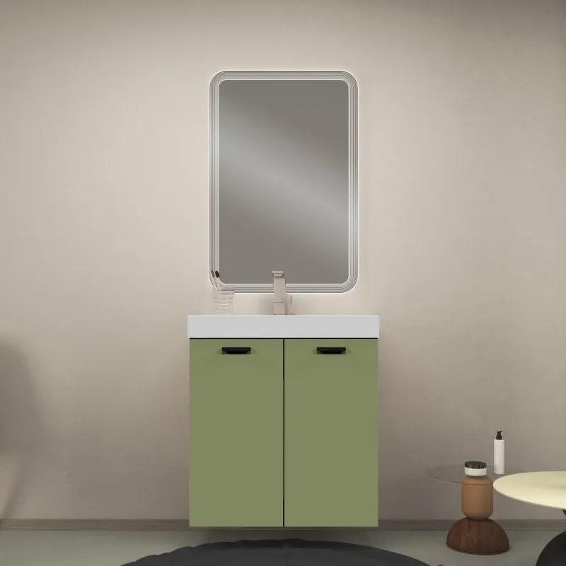 Mobile da bagno a terra L 60 x H 50 x P 48 cm verde, 2 ante COLAVENE Alaqua