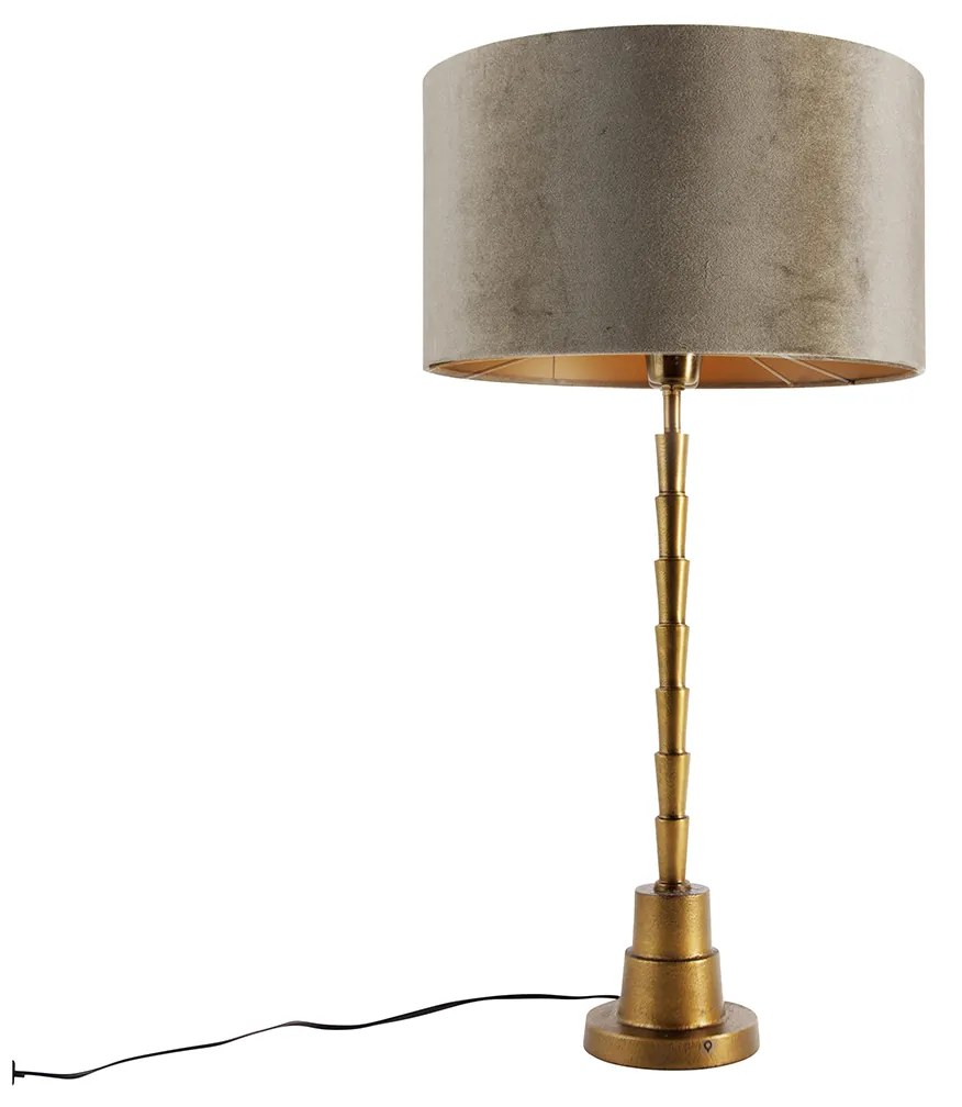 Lampada da tavolo bronzo con paralume in velluto verde 35cm - Pisos