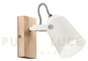 Applique a parete eda bianca e legno 1 luce attacco e14 15,9x12,3x1...