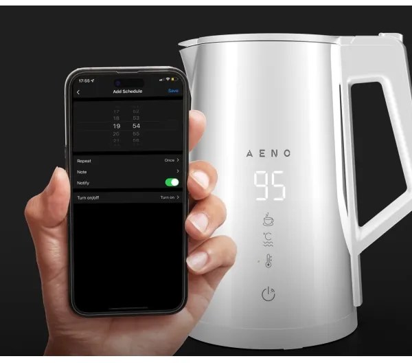 AENO - Bollitore smart con LED display 1,7 l 2200W/230V bianco