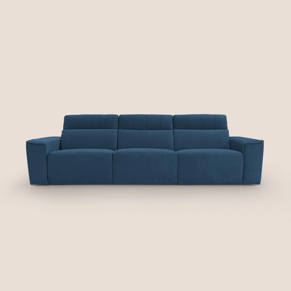 Clark Divano modulare 3 sedute con opzione relax elettrico in tessuto smacchiabile impermeabile T17 blu