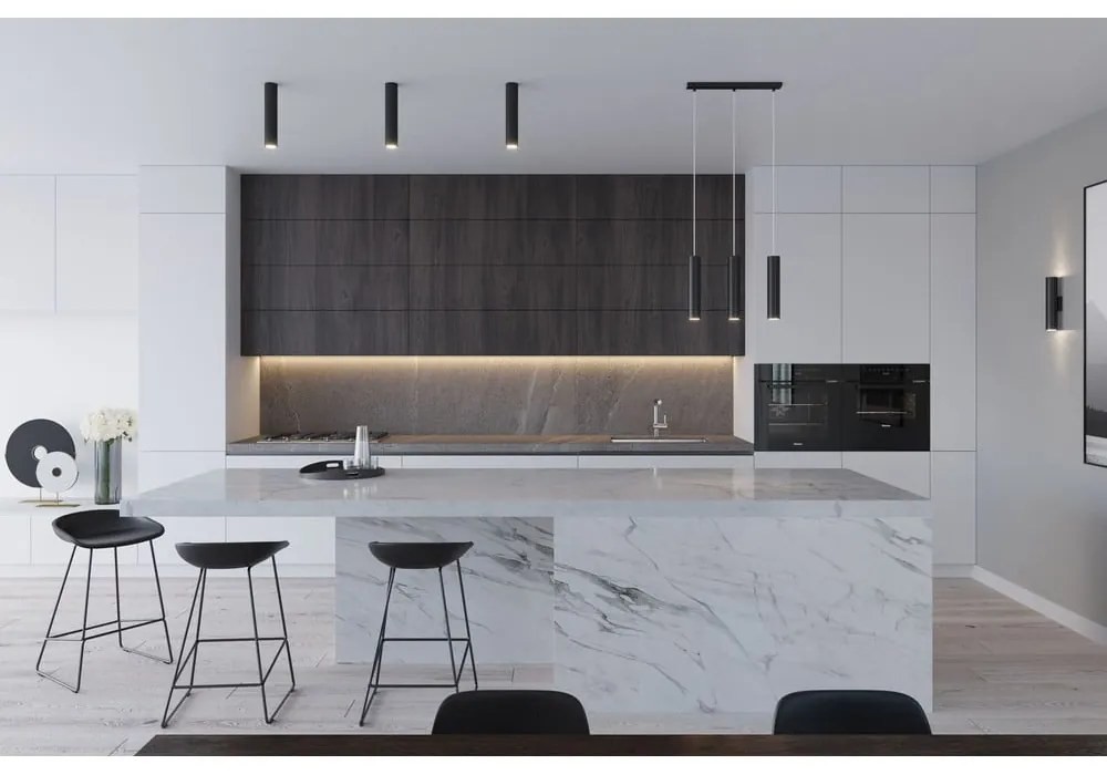 Lampadario nero in metallo Castro – Sollux