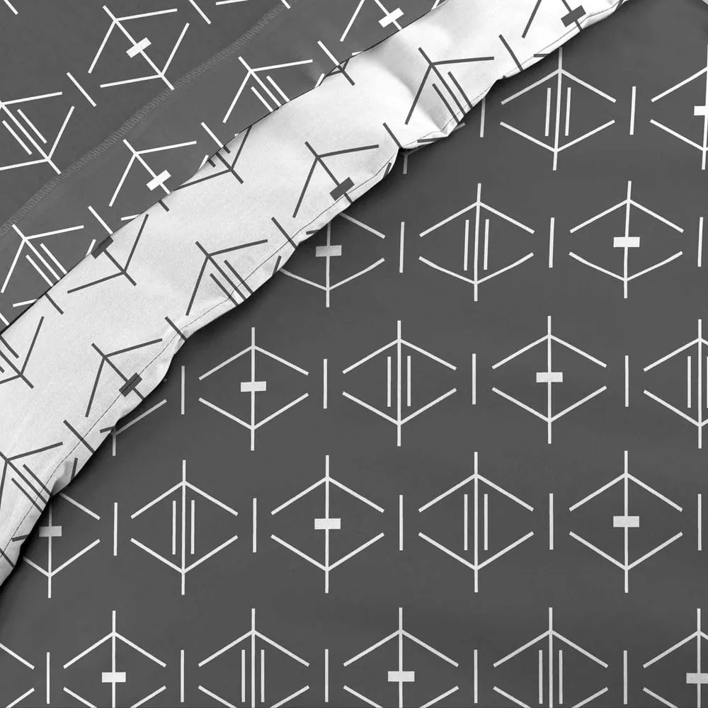 Copripiumino bianco/grigio scuro in cotone per letto matrimoniale/per letto esteso 240x220 cm Aristide – douceur d'intérieur