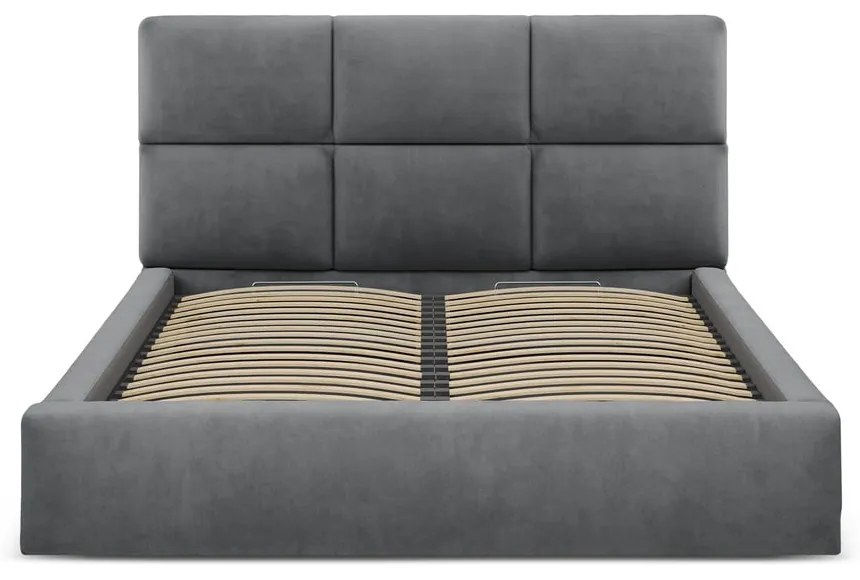 Letto matrimoniale imbottito grigio con contenitore con rete inclusa 180x200 cm Libera – Windsor &amp; Co Sofas