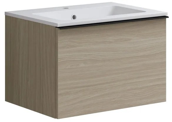 Mobile bagno sospeso con lavabo L 60 x H 40 cm olmo rousseau 1 cassetto per vasca centrale Pixel