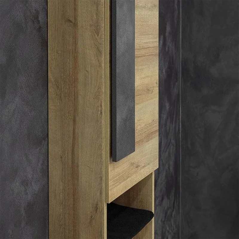Pensile Bagno stile Industrial Sospeso H. 135 Rovere Effetto Legno