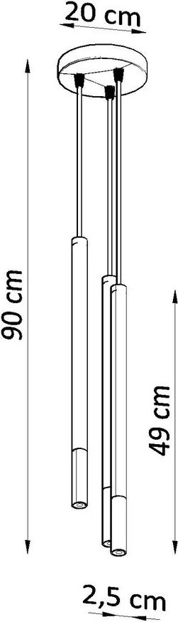 Lampadario nero/argentato in metallo ø 20 cm Asarot – Sollux