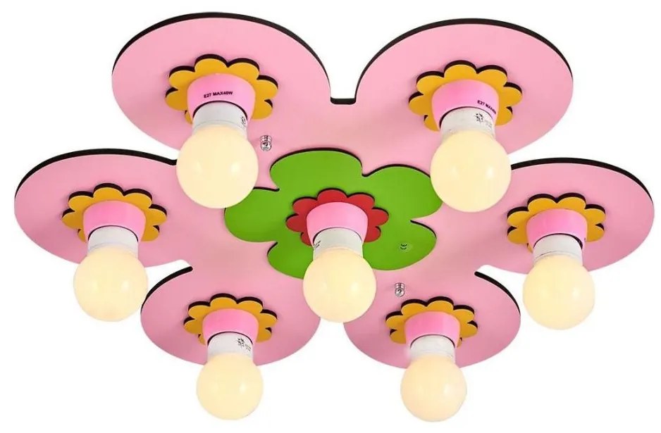 Plafoniera per bambini LUCCA 7xE27/24W/230V rosa