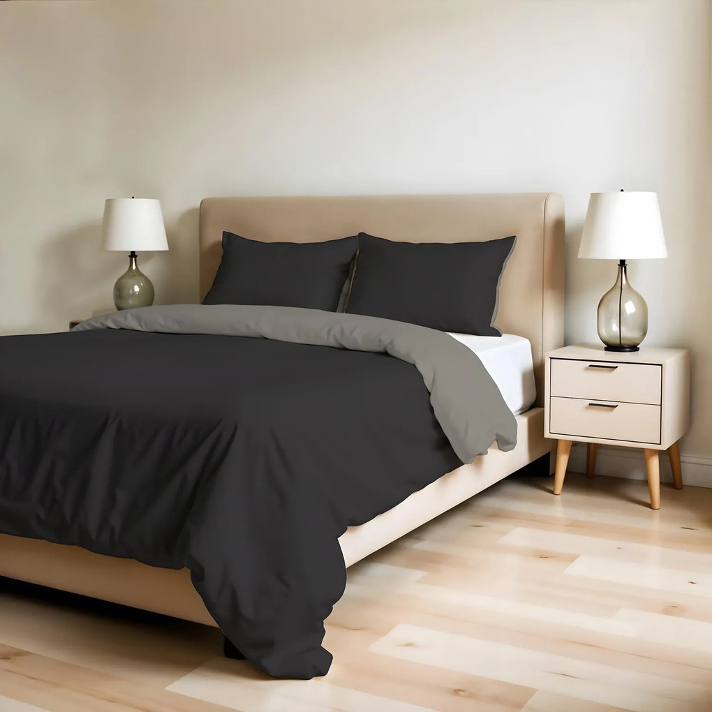 Parure copripiumino matrimoniale double face cioccolato sabbia Datex