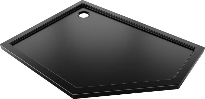 Mexen Flow piatto doccia pentagonale slim sinistro 100 x 80 cm, nero opaco - 46P708010L