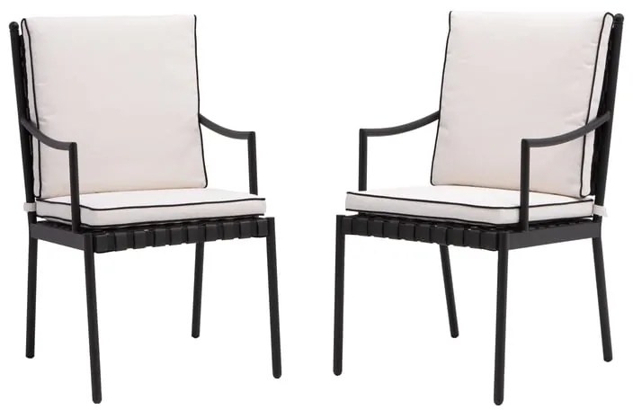 Sedia da giardino con cuscino beige e braccioli Victoria NATERIAL struttura in alluminio beige, seduta in rattan sintetico nero, set da 2 pezzi
