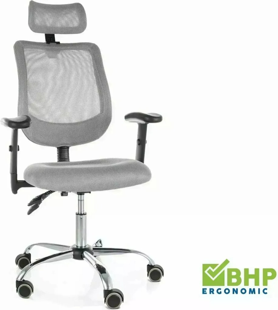 Sedia da ufficio Q-118R grigia e argento – 60x44x115 cm