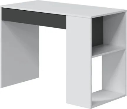 Scrivania Con Cassetto Moderna 101x50x73 Reversibile Con Ripiani Laterali Bianca