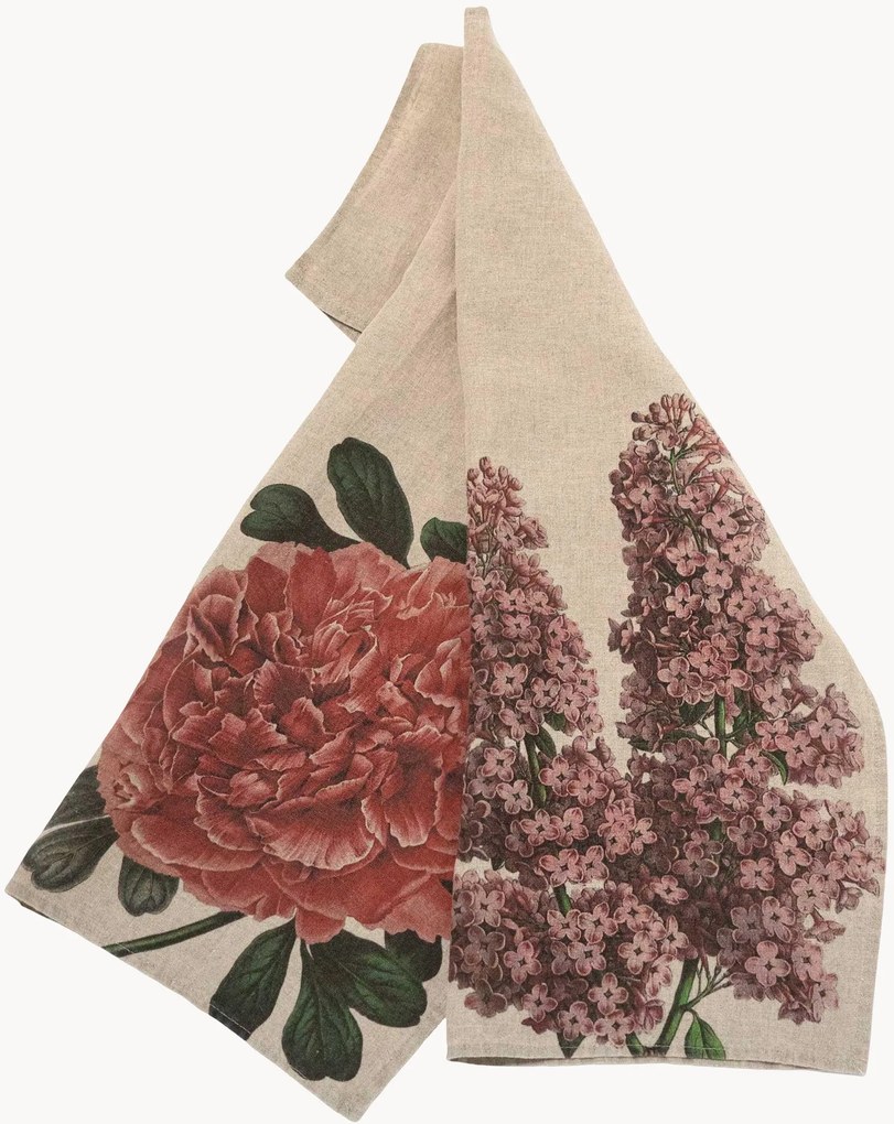 Set di 2 strofinacci in lino Peony & Lilac