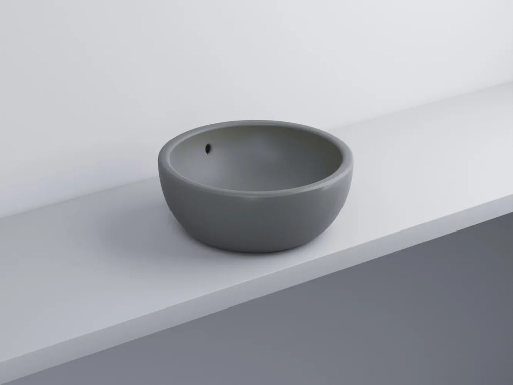 Cielo Shui lavabo da appoggio 42 cm tondo con troppo pieno cemento