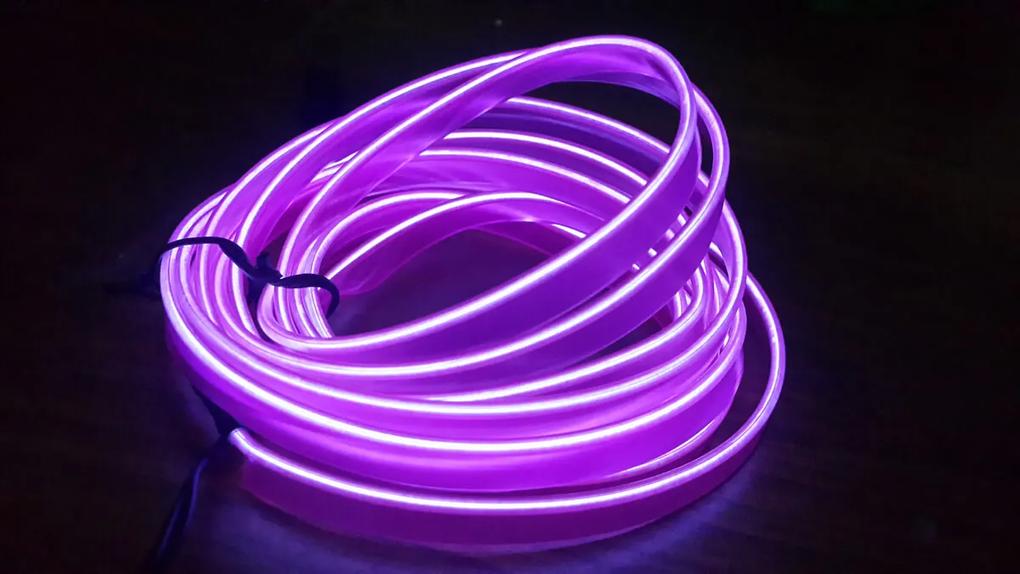 Stringa EL Striscia Neon Led Viola 5 Metri Flessibile Tagliabile Luce Decorativa Atmosfera Per Interno Auto Camion Camper Sfilata Moda