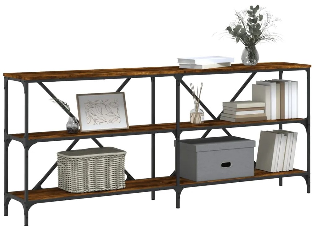 Tavolo consolle rovere fumo 180x30x75cm legno multistrato ferro