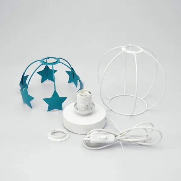 Lampada da tavolo per bambini STARS 1xE27/15W/230V turchese/bianco