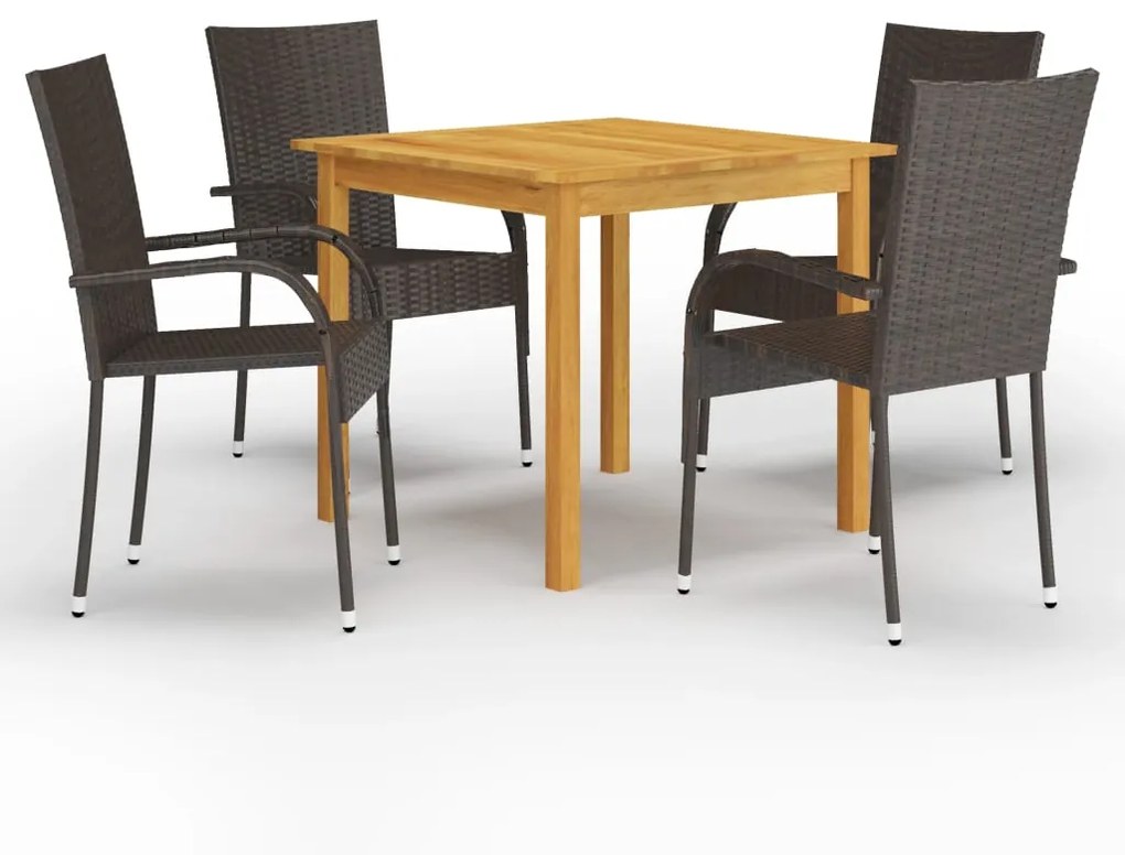 Set mobili da pranzo per giardino 5 pz marrone