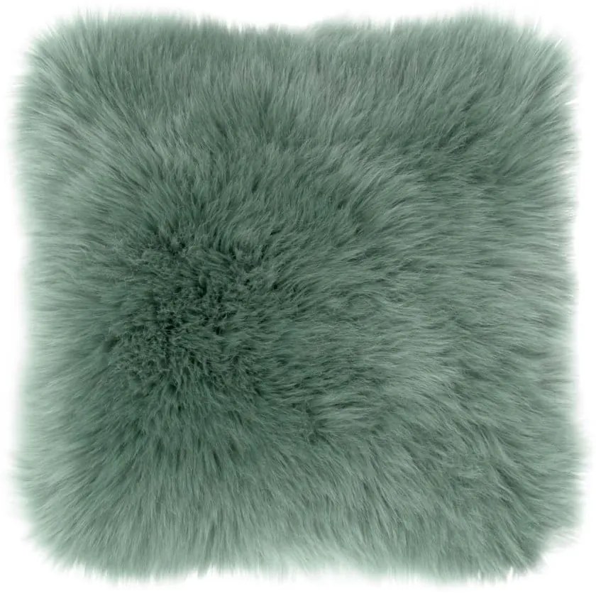 Cuscino in pelle di pecora verde, 45 x 45 cm - Tiseco Home Studio