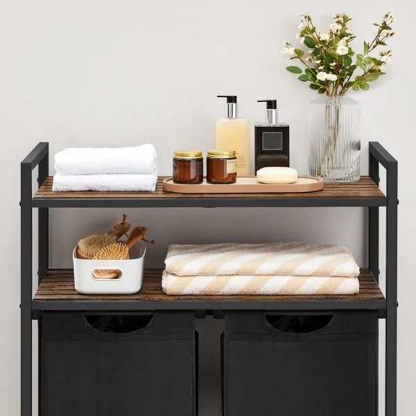 Cesto porta biancheria REX marrone/nero