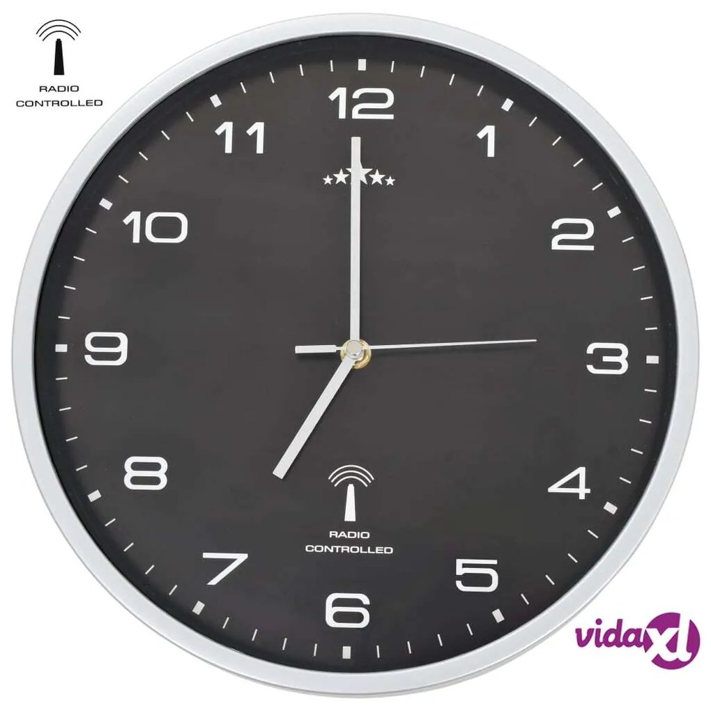 vidaXL Orologio a Parete Radiocontrollato Movimento Quarzo 31 cm Nero