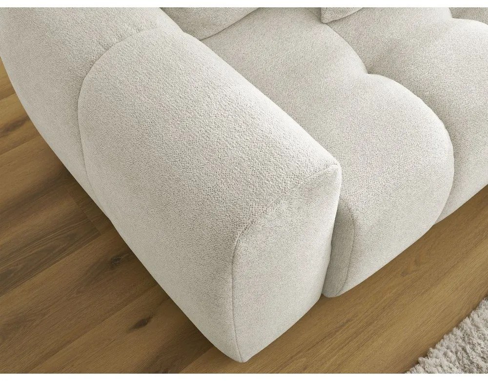 Divano angolare bianco allungabile/con contenitore (con penisola a destra/con chaise lounge) con rivestimento in ciniglia Roxelane – Bobochic Paris