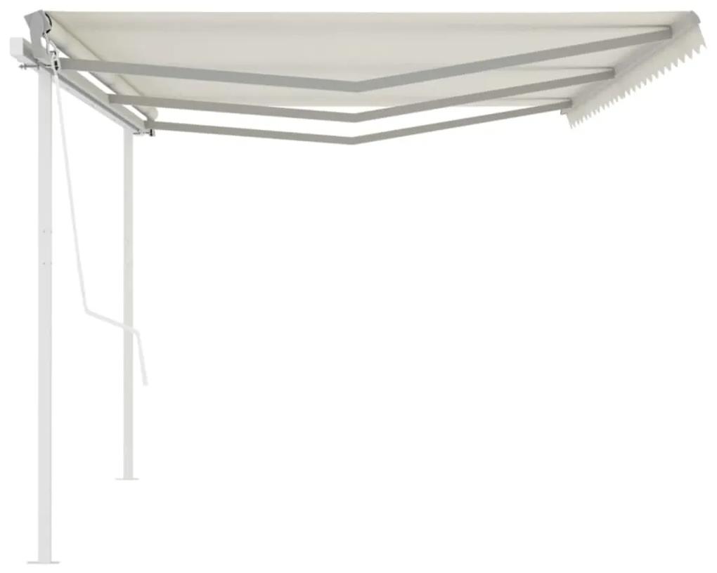 Tenda da Sole Retrattile Automatica con Pali 6x3,5 m Crema