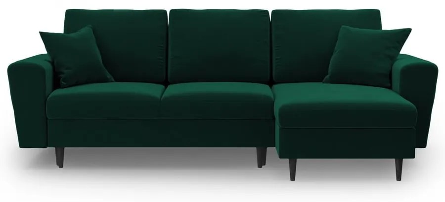 Divano angolare verde allungabile e con contenitore con rivestimento in velluto Kyoto – Cosmopolitan Design