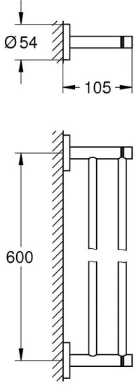 GROHE 412032430 - Porta asciugamani a due bracci START 654 mm nero