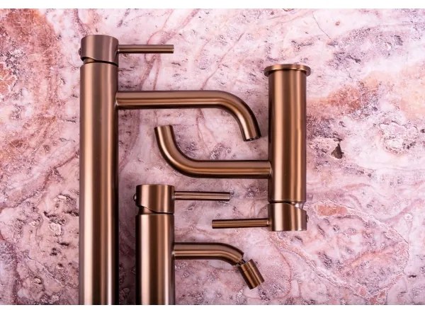 REA-B1112 - Miscelatore per lavabo LUNGO 16,5 cm, finitura in rame spazzolato