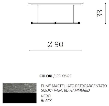 Tavolino IAGO 90 con struttura in metallo e piano tondo in vetro Fumč