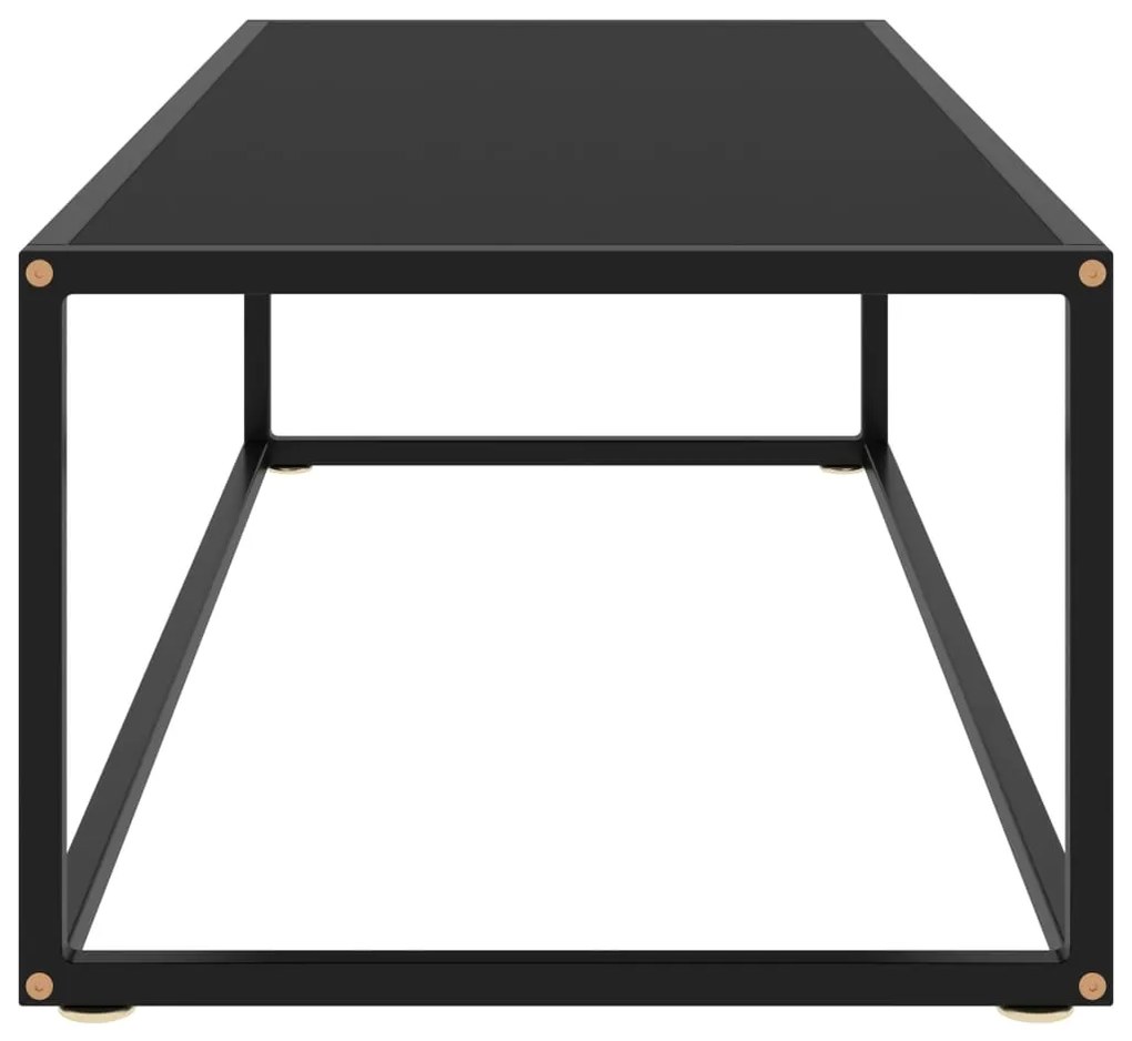 Tavolino da salotto nero con vetro nero 120x50x35 cm