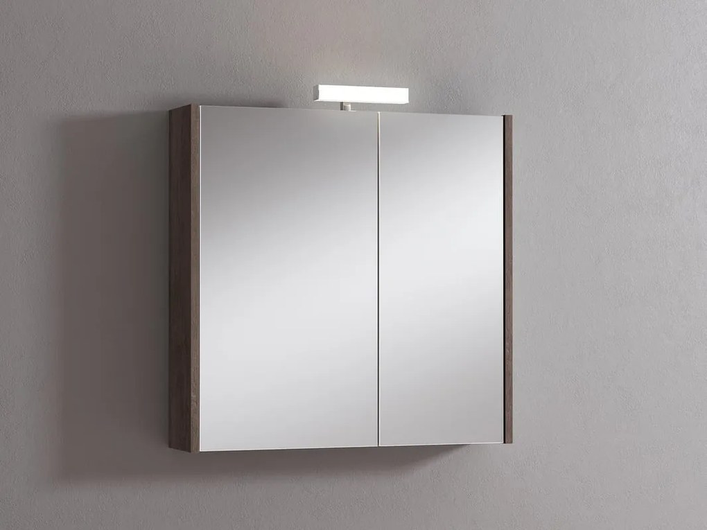 Pensile con luce Akira rovere scuro L 71.5 x H 70 x P 15.5 cm