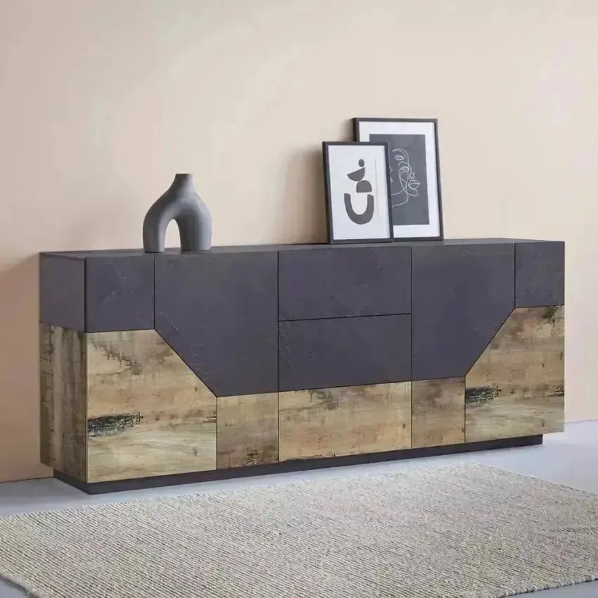 Credenza Alien Sideboard in Legno di Pero e Ardesia - 220 x 43 x 86 cm