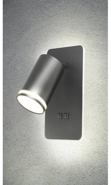 Luce Spot da parete a LED PARIGI 1xGU10/10W/230V + LED/6W/230V nero