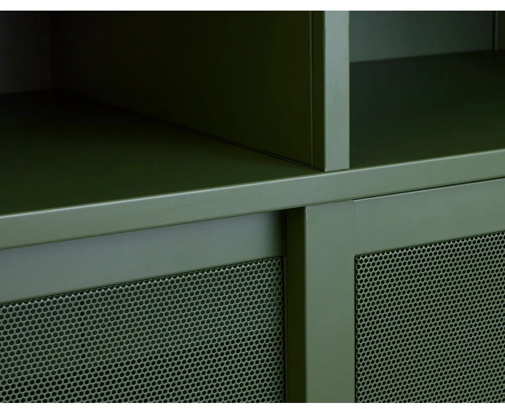 Armadietto in verde scuro in metallo con ante scorrevoli 90x140x40 cm Veep – Unique Furniture